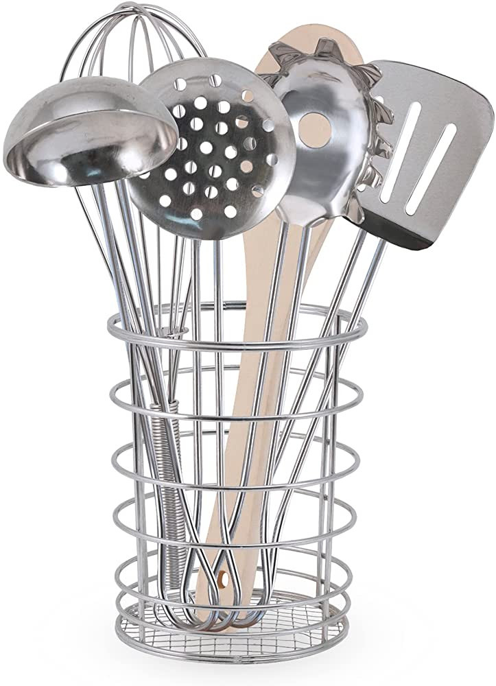 Melissa & Doug Stir and Serve Cooking Utensils (7 pcs) - Stainless Steel and Wood | Amazon (US)
