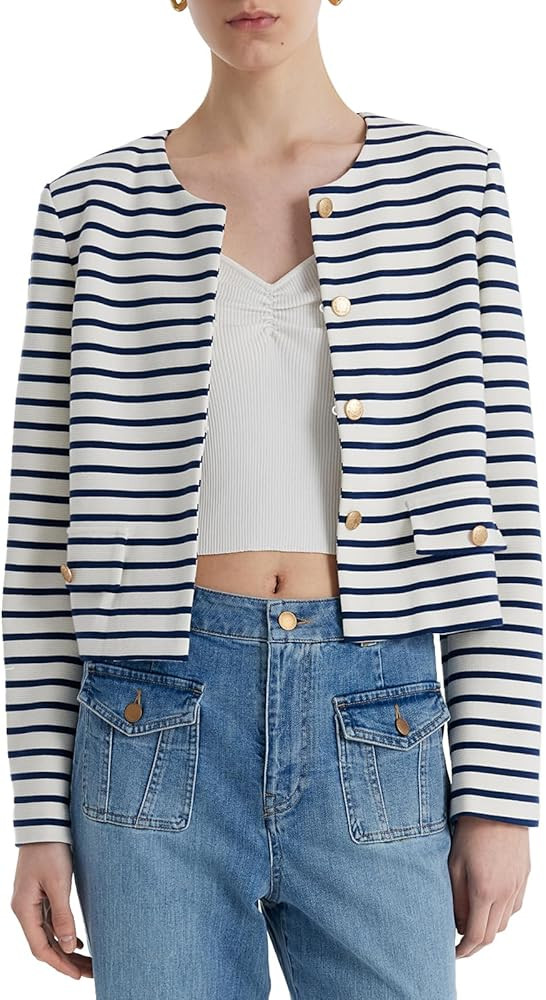 Blazers for Women Bussiness Causal Open Front Long Sleeve Blazer, Black Work Office Blazer Jackst... | Amazon (US)