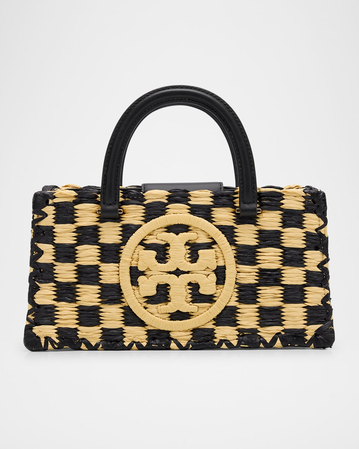 Ella Checkered Crochet Top-Handle Bag | Neiman Marcus