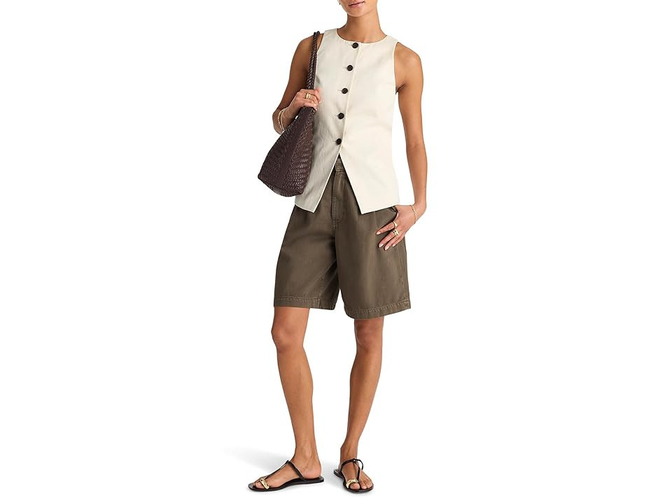 Madewell Crewneck Cutaway Vest - Tencel Twill Women's Clothing Vintage Ivory : 12, Cotton/Denim/Linen | Zappos