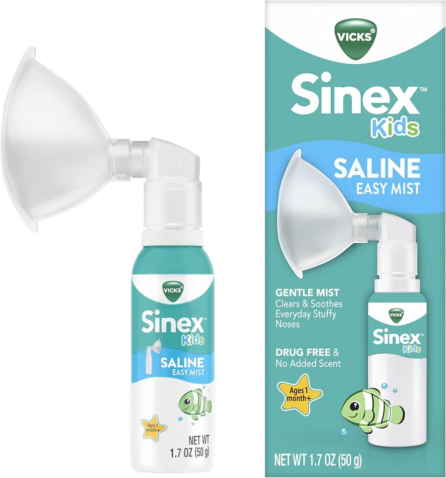 Vicks Sinex Kids Saline Easy Mist, Drug Free Saline, Ages 1 Month+, Gently Clears and Soothes Eve... | Amazon (US)