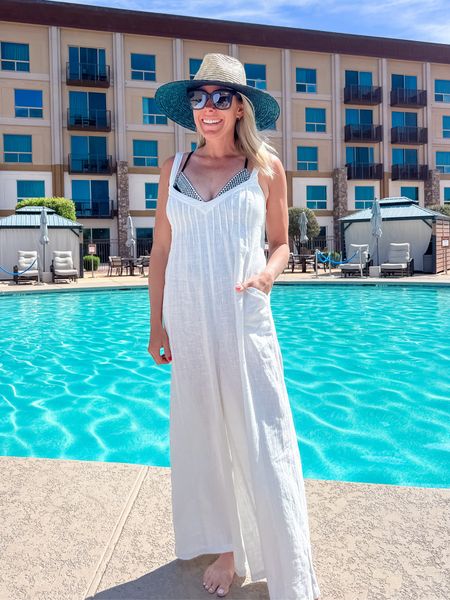 Love this white linen, wide leg swimsuit, cover up with floral sandals, a beach bag and straw hat. Size extra small linen cover-up. Beach vacation swim bathing suit cover up.

Follow my shop @thesensibleshopaholic on the @shop.LTK app to shop this post and get my exclusive app-only content!

#liketkit #LTKover40 #LTKswim #LTKSeasonal
@shop.ltk
https://liketk.it/4D4fY