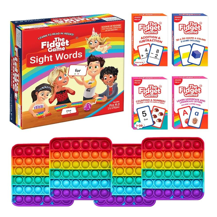 THE FIDGET GAME Kindergarten Learning Bundle - Flashcards and Pop Fidget Toys for Kids Pre-K to G... | Amazon (US)