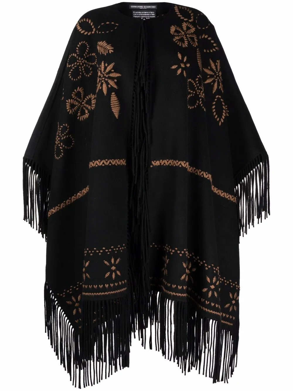 Ermanno Scervino Tassel Trim Tassel Trim Poncho | Black | FARFETCH IE | Farfetch Global