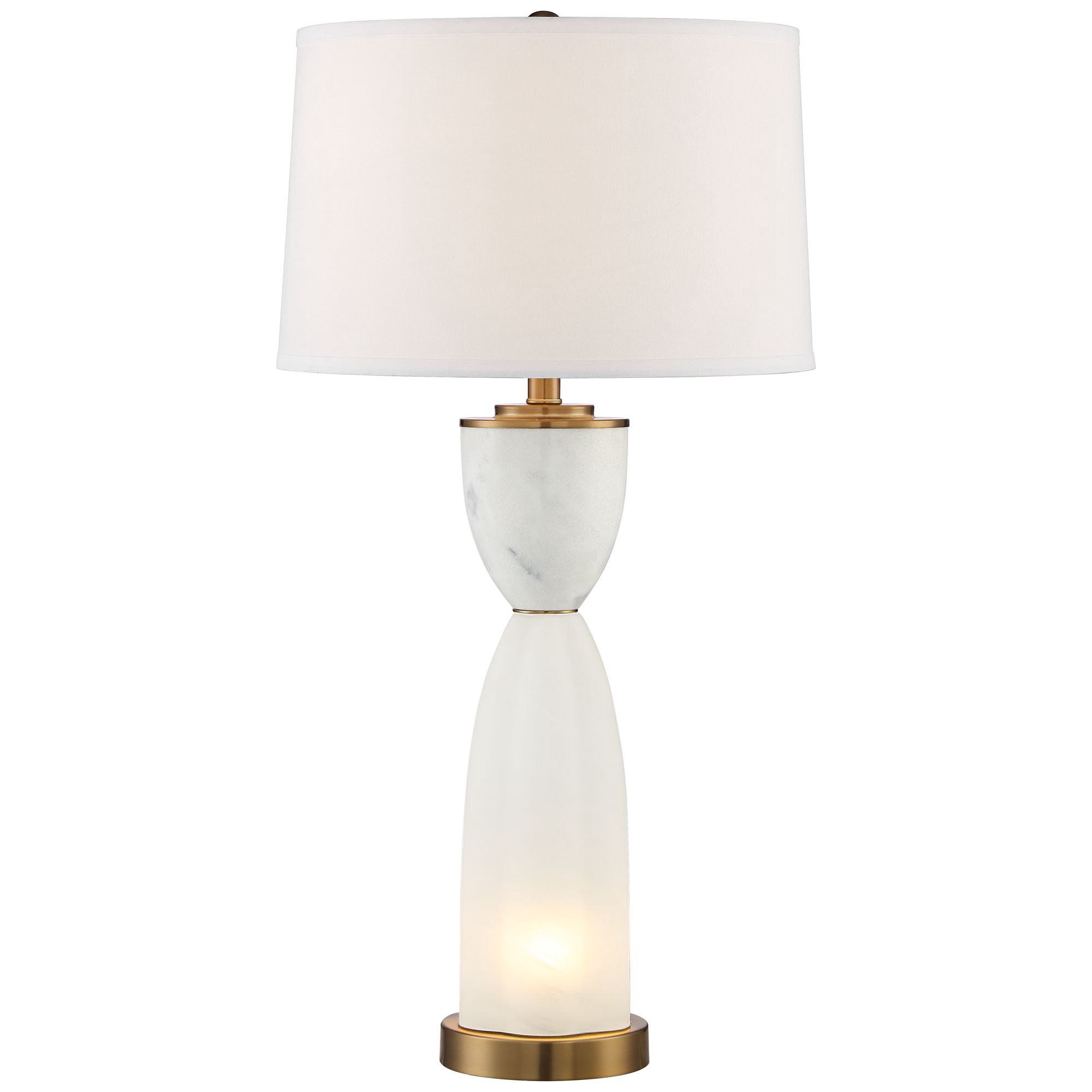 Possini Euro Design Modern Table Lamp with Night Light LED White Glass Off White Hourglass Decor ... | Walmart (US)