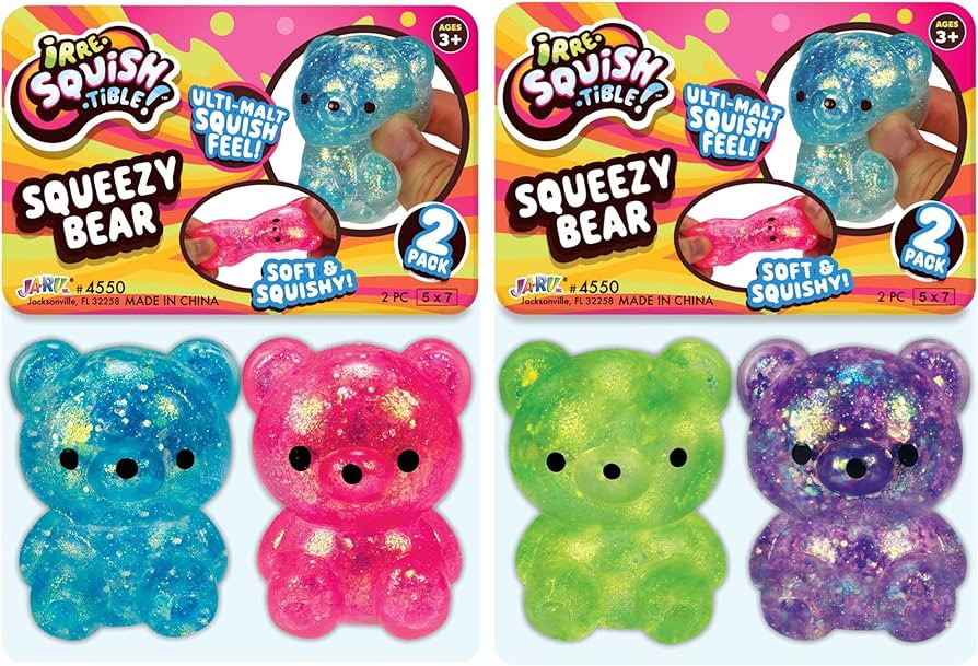 JA-RU Squeezy Bear (2 Packs with 2 Bears Each) Irresistible Soft & Squishy Glitter Filled Glitz T... | Amazon (US)