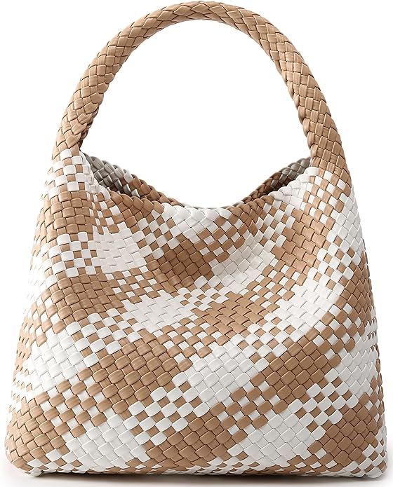 Fashion Woven Purse for Women Top-handle Shoulder Bag Soft Summer Hobo Tote Bag | Amazon (US)