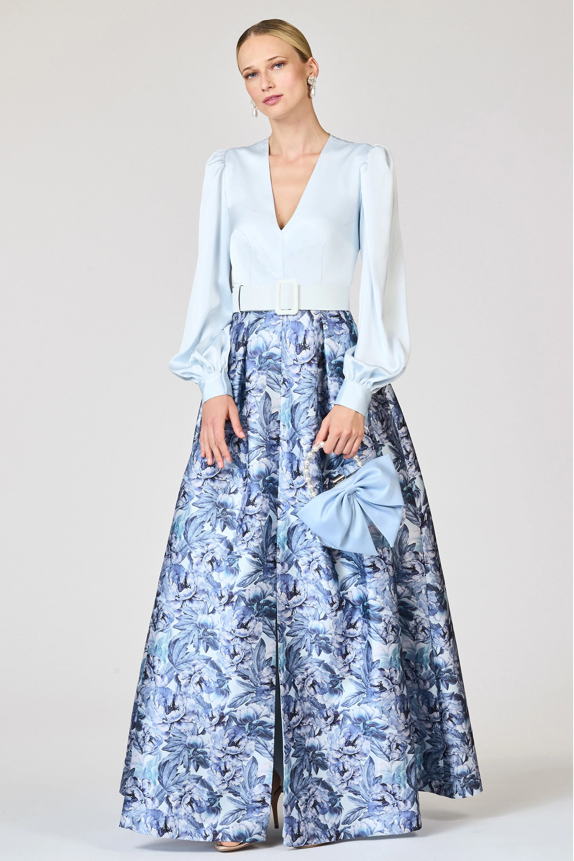 ZERENA GOWN - CELESTIAL BLUE/FROZEN FLORA | Sachin and Babi