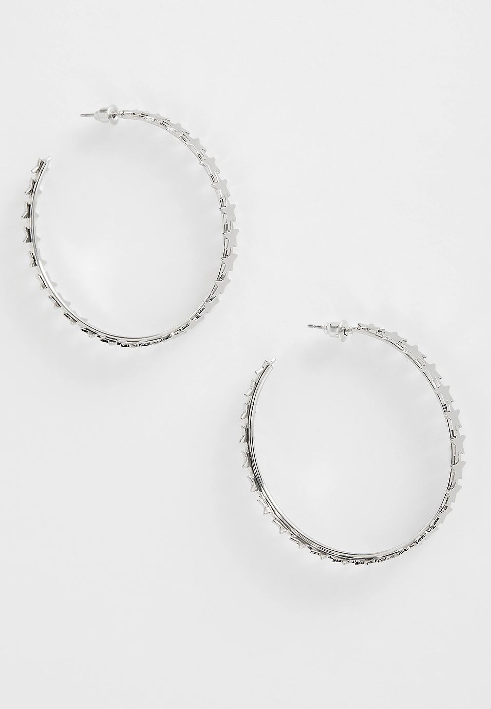 Silver Star Hoop Earrings | Maurices