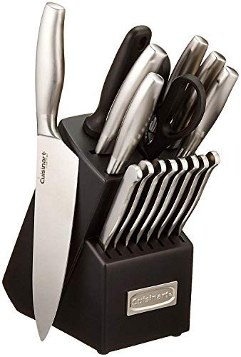 CUISINART Block Knife Set, 17pc Cutlery Knife Set with Steel Blades for Precise Cutting, Lightweight, Stainless Steel, Durable & Dishwasher Safe, C77SS-17P | Amazon (US)