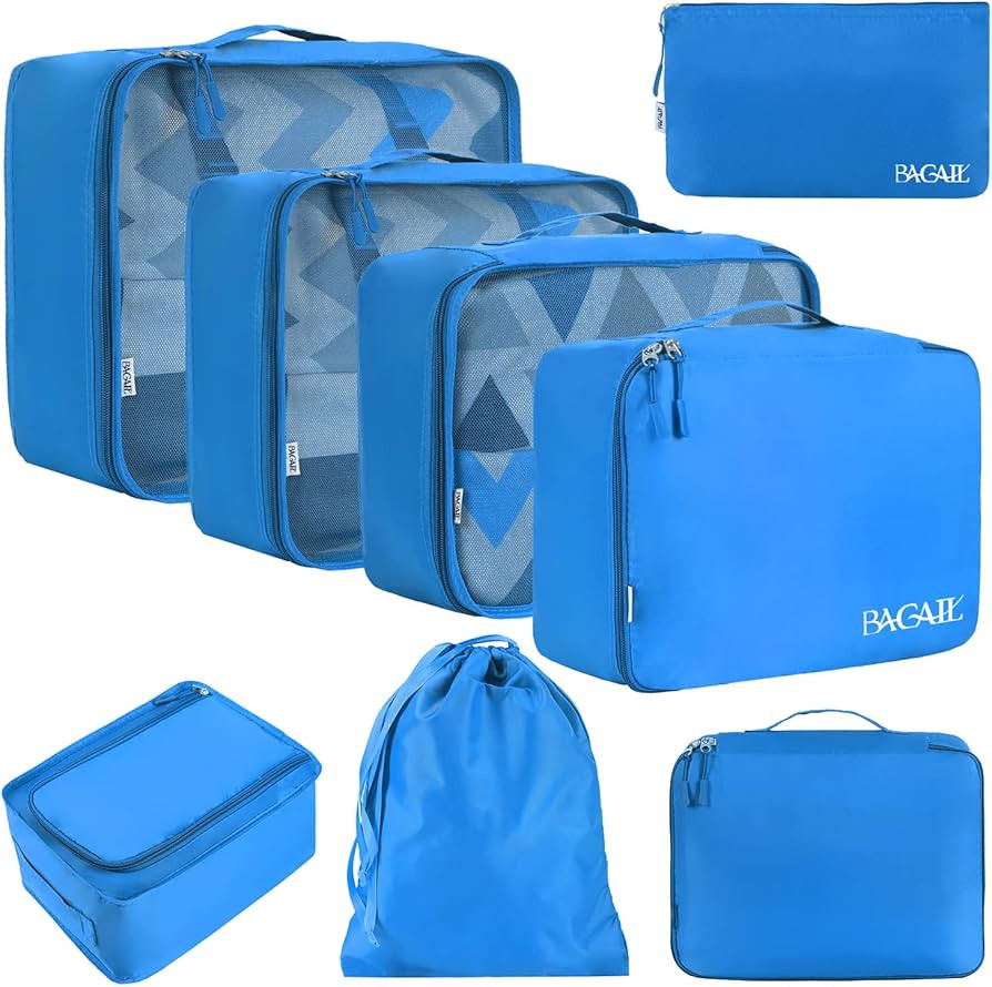 BAGAIL 8 Set Packing Cubes Luggage Packing Organizers for Travel Accessories-Light Blue | Amazon (US)