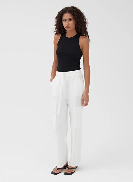 White Belted Linen Trouser - Freddy | 4th & Reckless