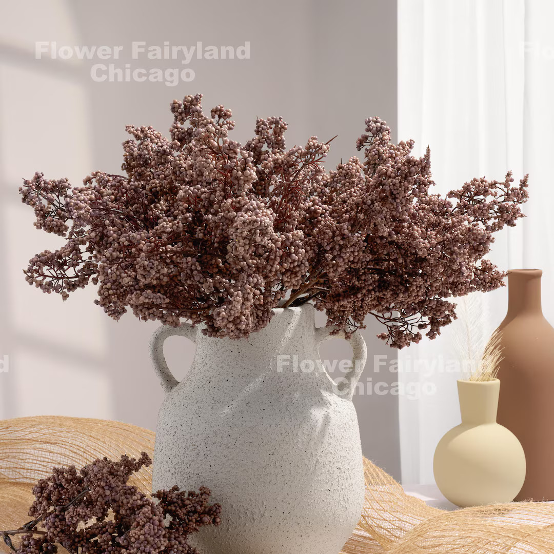 Faux Mini Berries Stem - Artificial Plant - Purplish Brown - Etsy | Etsy (US)