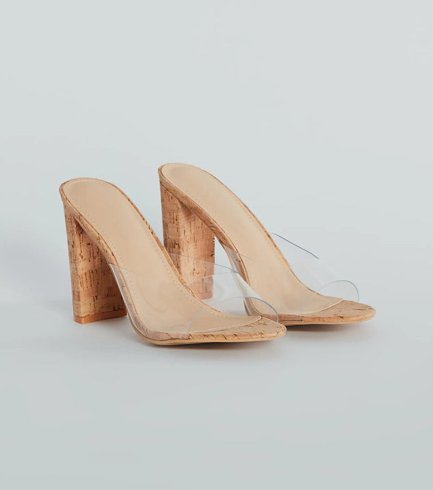 Contemporary Cutie Clear Cork High Heel Sandals | Windsor Stores