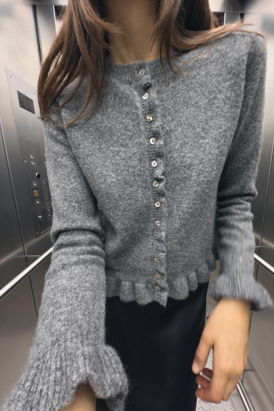 RUFFLED KNIT CARDIGAN | Zara UK