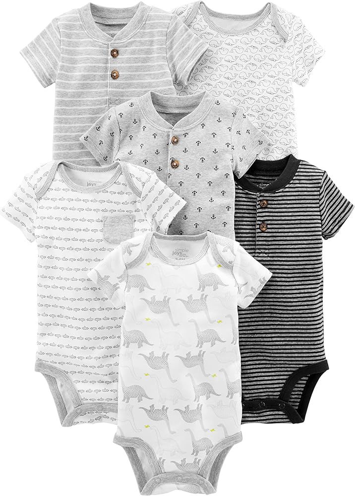 Simple Joys by Carter's Baby Boys' 6-Pack Short-Sleeve Bodysuit | Amazon (US)