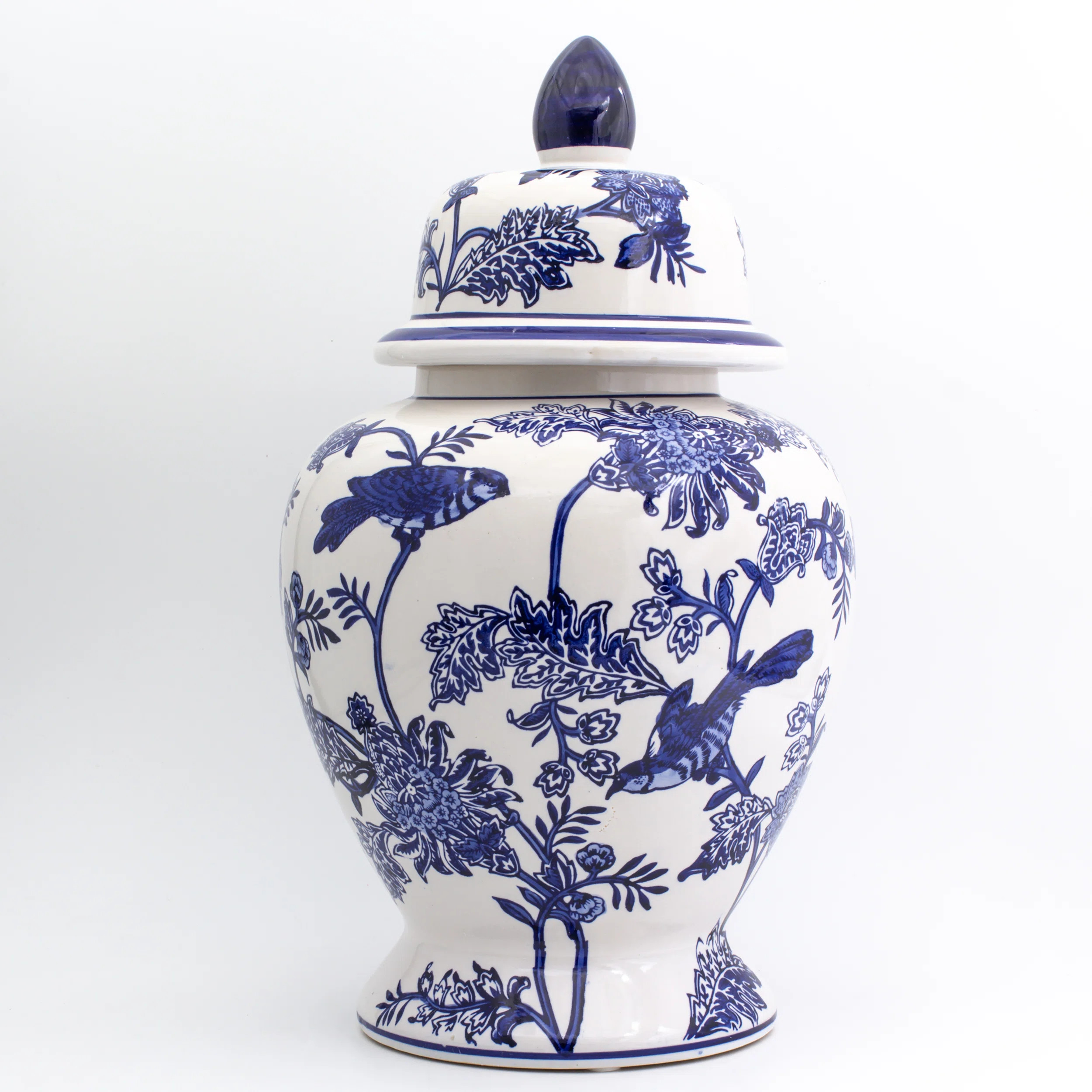 Ernestine Blue/White 17.25'' Porcelain Ginger Jar | Wayfair North America