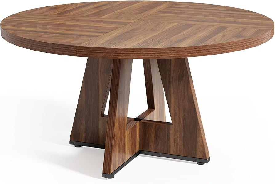 LITTLE TREE Round Dining Table for 4-6 People, 47 Inches Dining Room Table with Wooden Pedestal B... | Amazon (US)