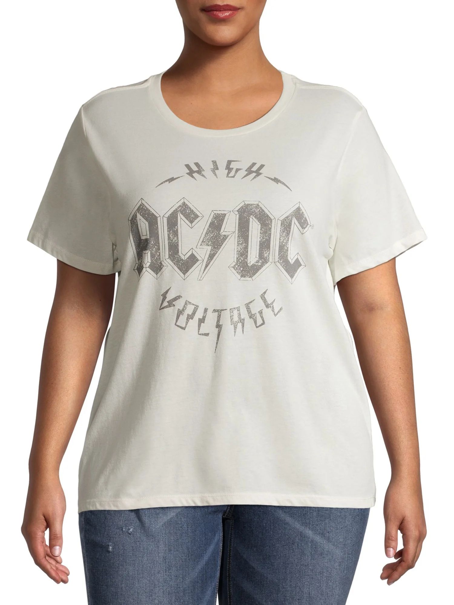 Gray by Grayson Social Women's Plus Size AC/DC High Voltage Graphic T-Shirt with Short Sleeves | Walmart (US)