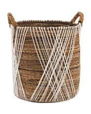 Large Macrame Diamond Cross Banana Round Basket | Marshalls