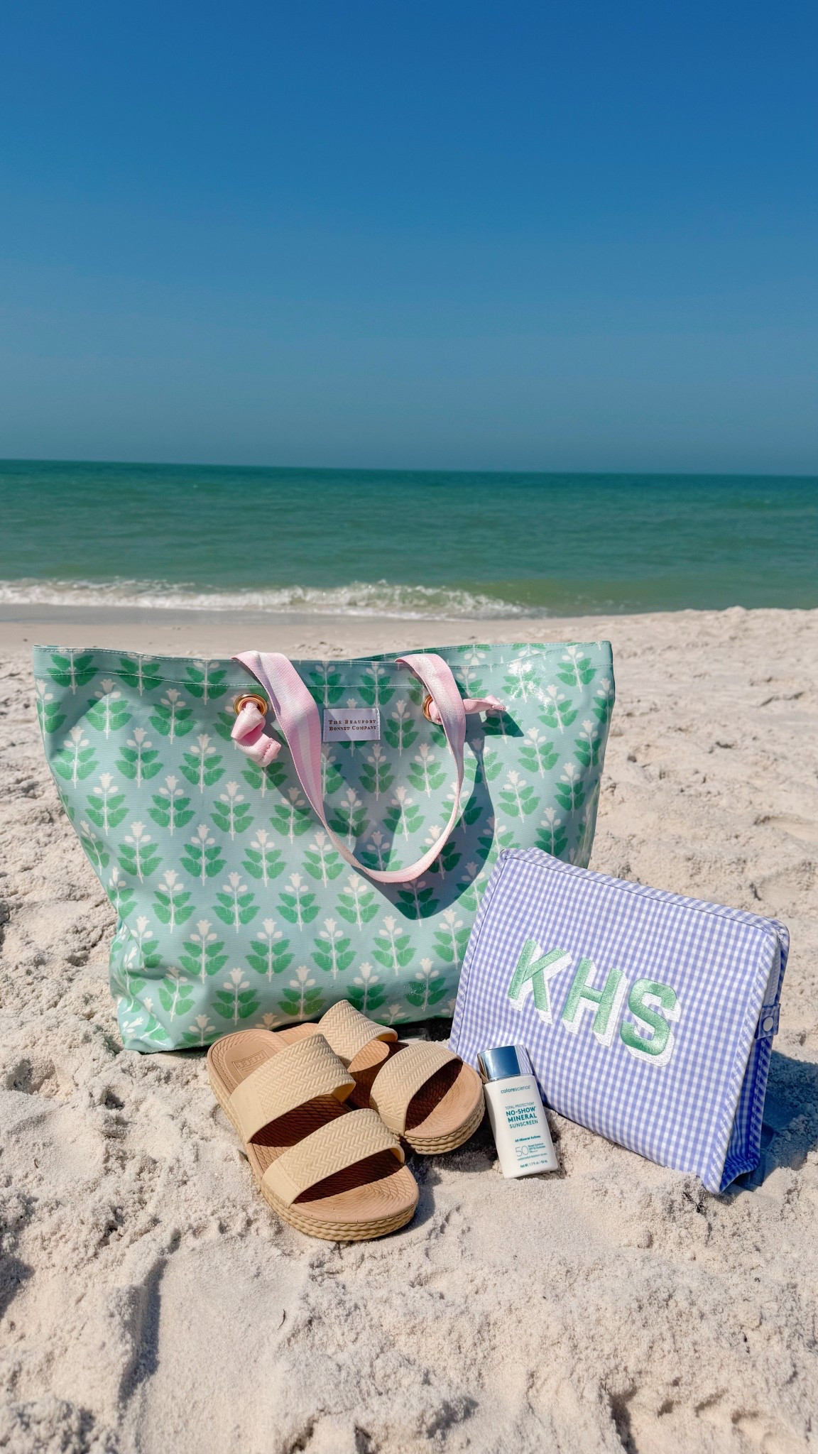 Spring break beach essentials! ☀️
•Pretty beach tote
•Monogrammed zipper bag
•Comfy beach sandals 
•Sheer mineral SPF

#LTKItBag #LTKTravel