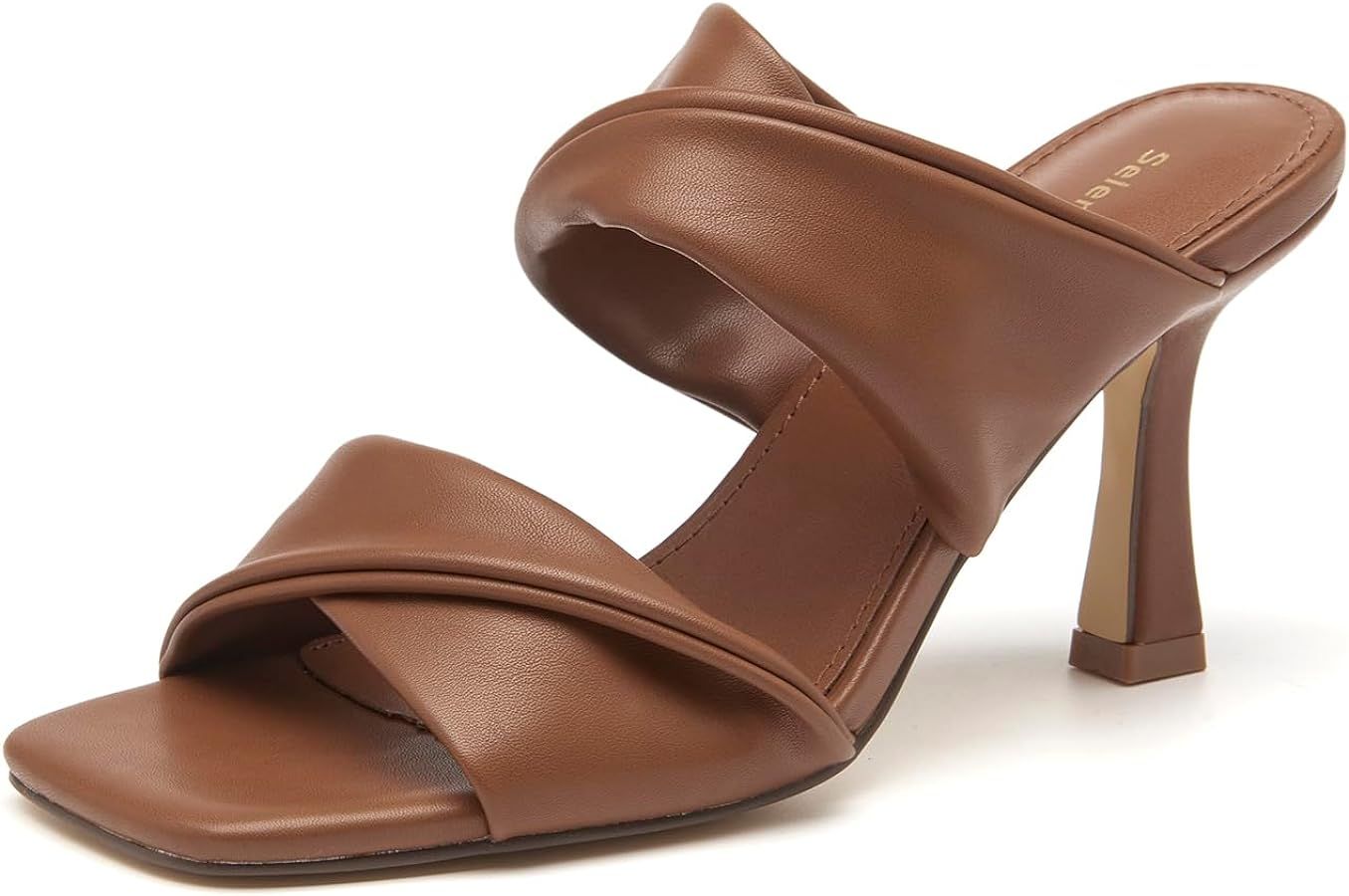 Women's Square Open Toe High Heeled Sandals Fashion Stiletto Heel Pumps Backless Peep Toe Slip-on... | Amazon (US)