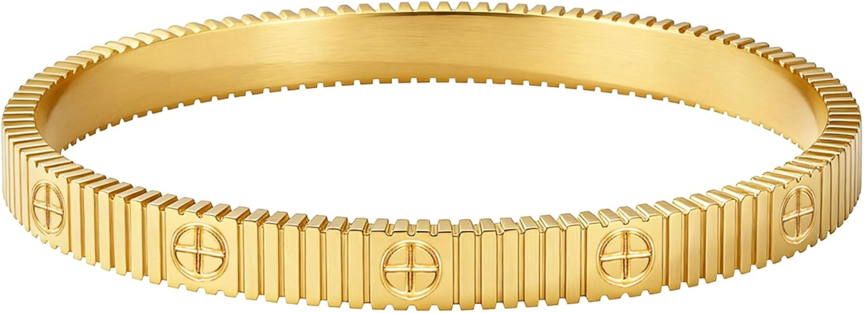 18K Gold Plated Love Bracelets for Women Stainless Steel Cuff Bangle Simple Durable Everyday Wear... | Amazon (US)