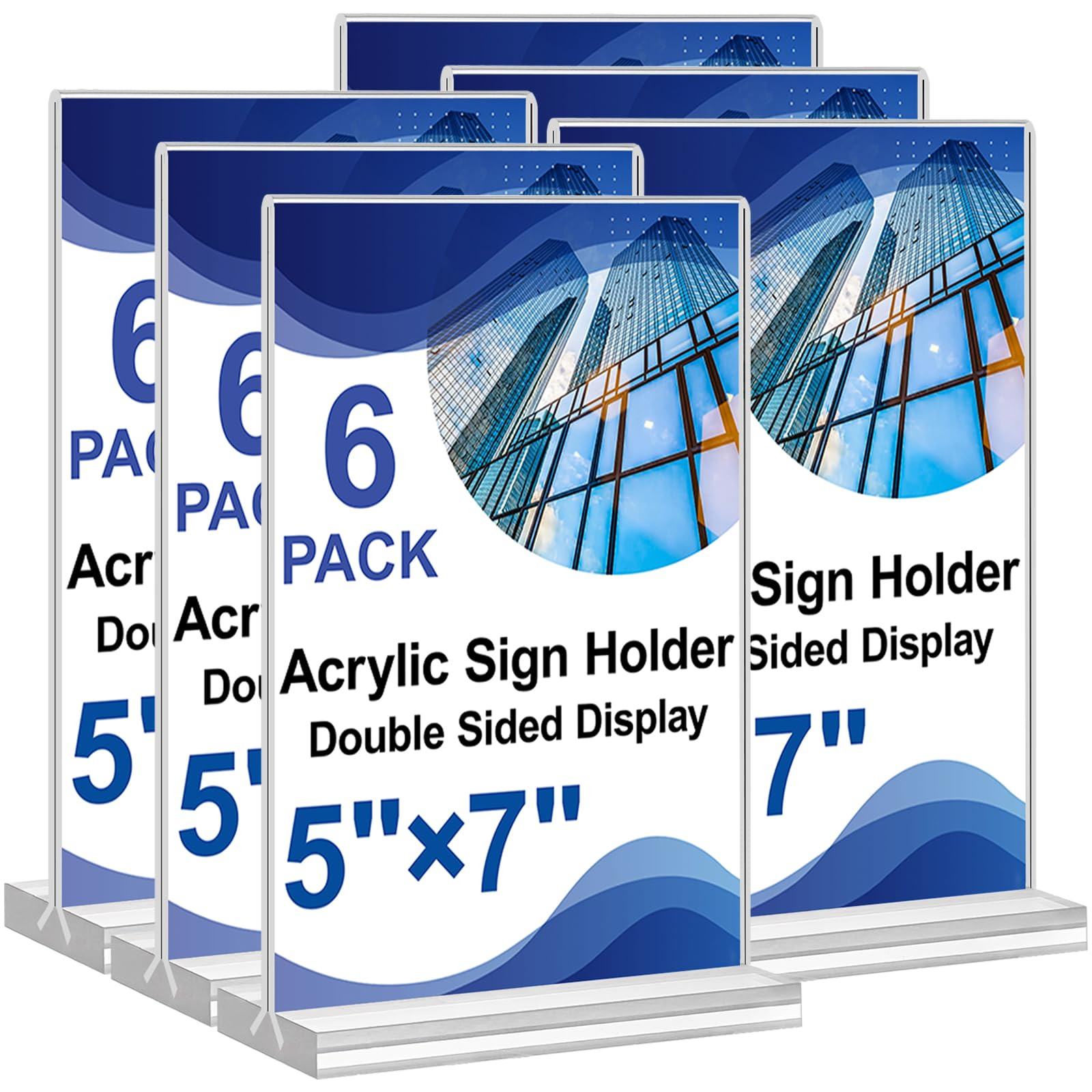 Acrylic Sign Holder 5x7,6 Pack Clear Plastic Table Display Vertical Double-Sided Desktop Display ... | Amazon (US)