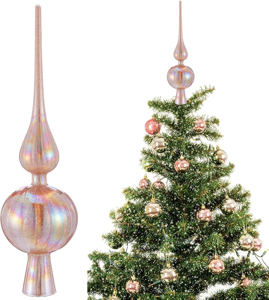 Gejoy Mercury Glass Finial Christmas Tree Topper 12 Inches Vintage Spherical Xmas Tree Topper Mid... | Amazon (US)