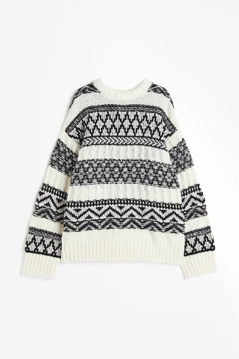 Oversized Sweater - White/striped - Ladies | H&M US | H&M (US)