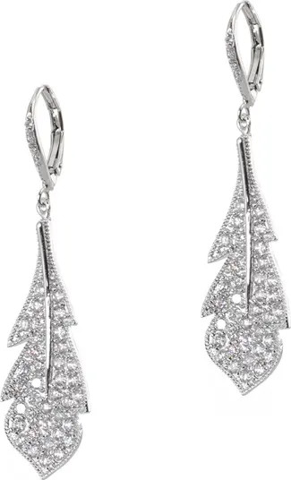 Pavé CZ Drop Feather Dangle Earrings | Nordstrom Rack