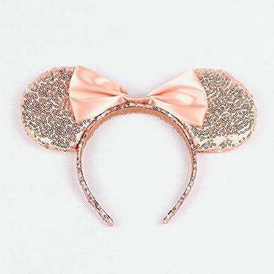 WLFY Mickey Mouse Minnie Mouse Sequin Ears Headbands Butterfly Glitter Hairband (Champagne) | Amazon (US)