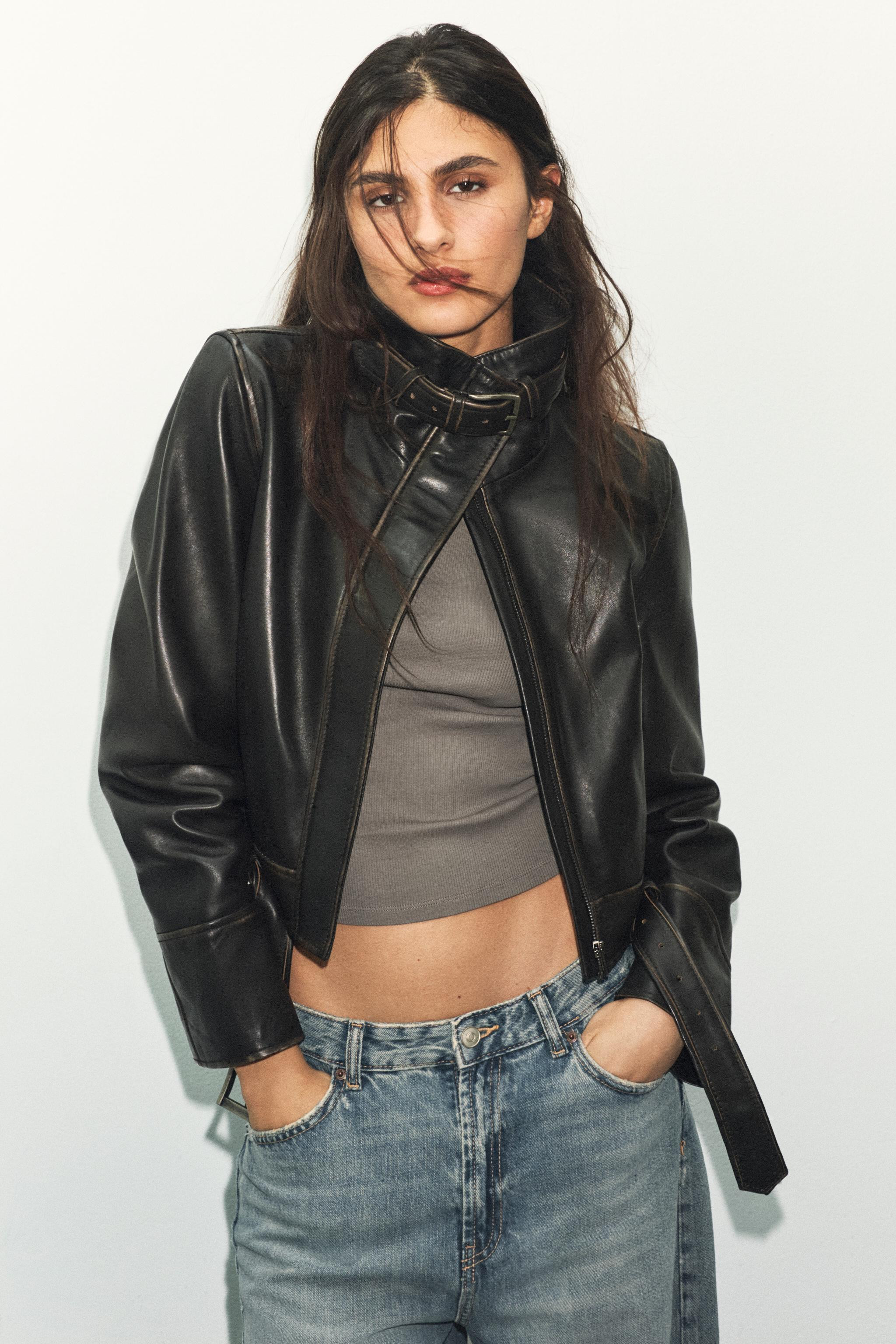 100% DISTRESSED LEATHER JACKET | Zara US