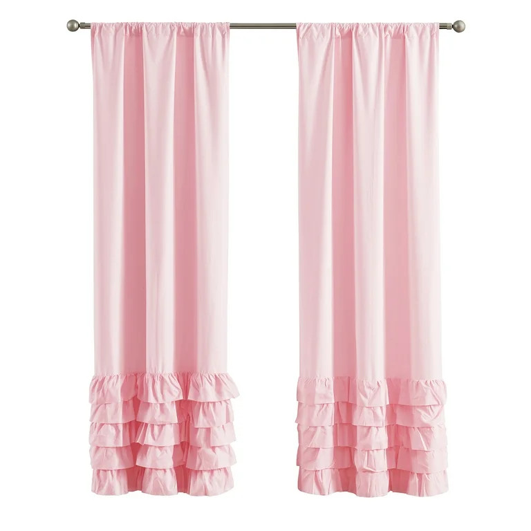 Your Zone Reversible Ruffle Blackout Curtain Panel, 1 Panel, Pink, 37" W x 95" L - Walmart.com | Walmart (US)