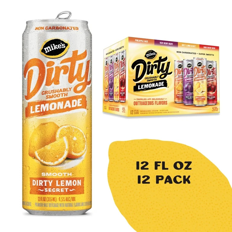 Mike's Hard Dirty Lemonade Variety Pack, 12 Pack, 12 fl oz Cans, 4.5% ABV | Walmart (US)