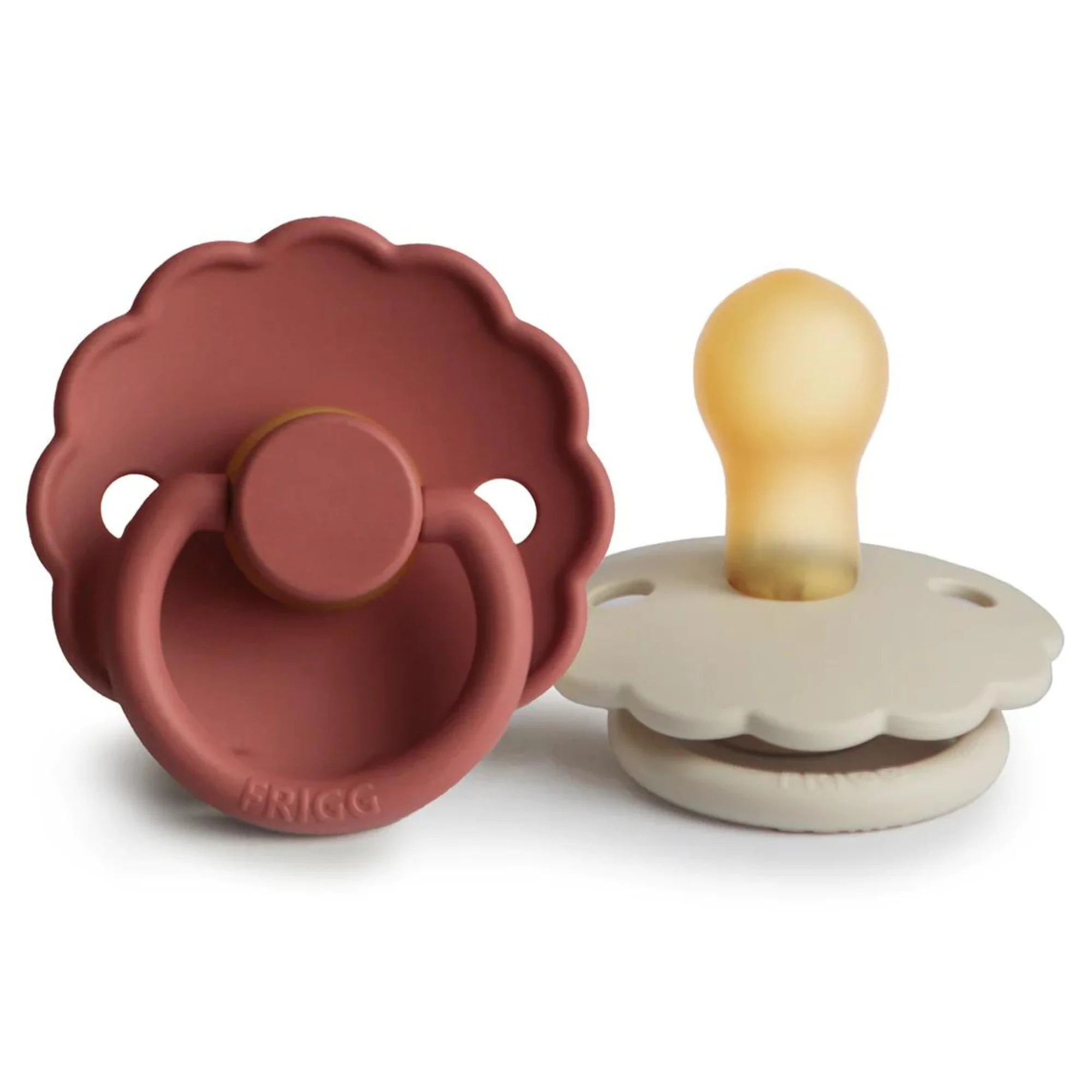 Daisy Natural Rubber Pacifier 2-Pack, Baked Clay/Cream | SpearmintLOVE