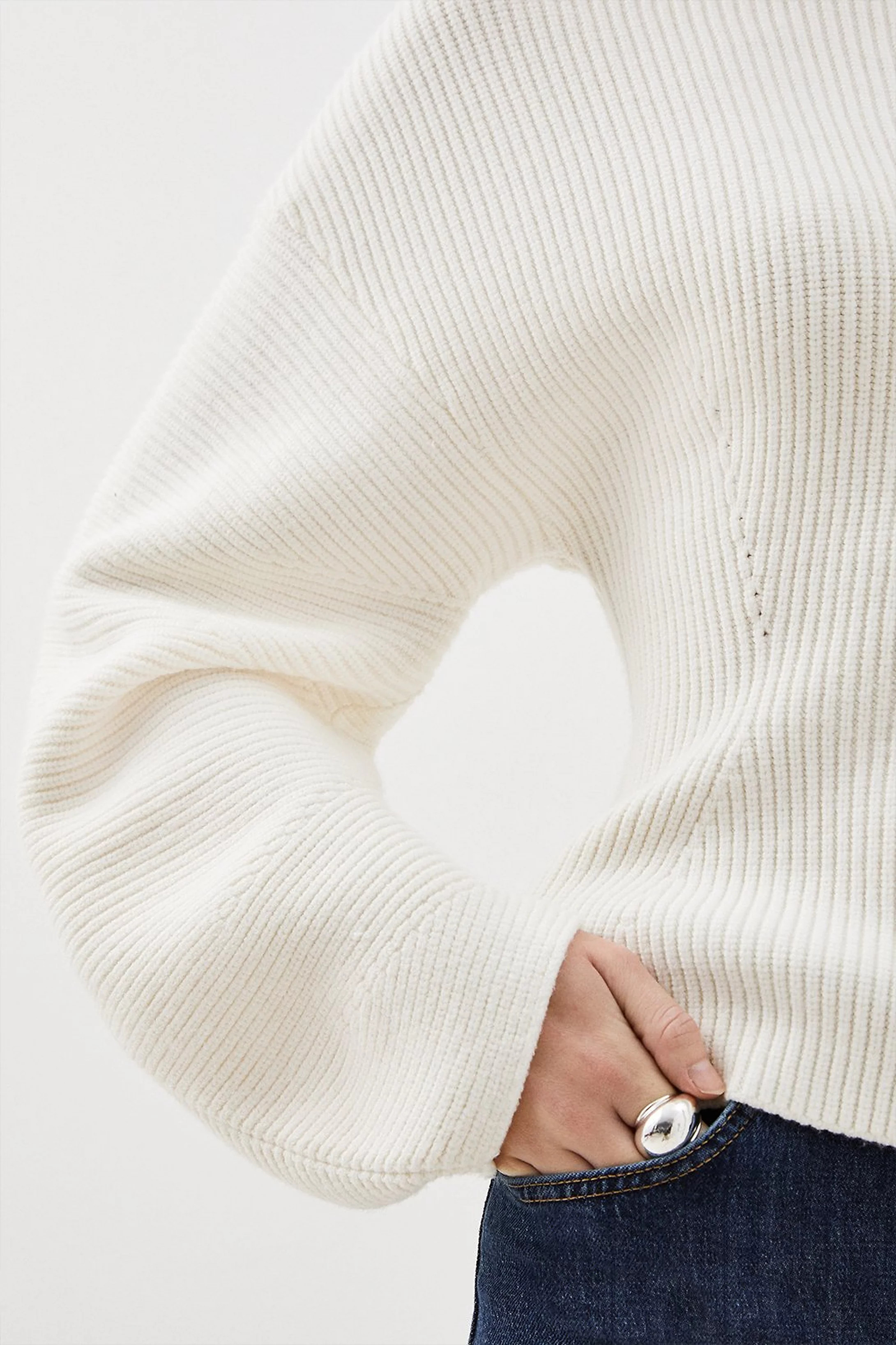 Viscose Blend Round Sleeve Knit Jumper | Karen Millen UK + IE + DE + NL