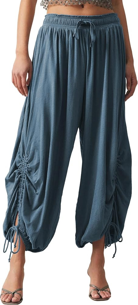 Women's Casual Loose Pants High Waist Sweatpants Drawstring Wide Leg Capri Palazzo Pants Jogger P... | Amazon (US)