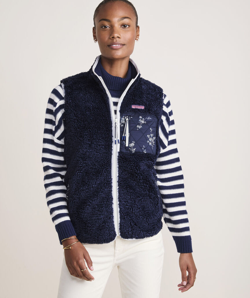 Heritage High-Pile Fleece Mixed Print Vest | vineyard vines