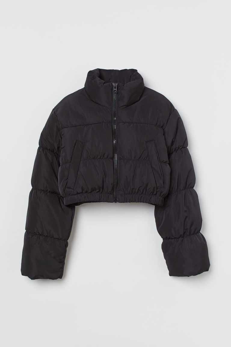 H & M - Crop Puffer Jacket - Black | H&M (US + CA)