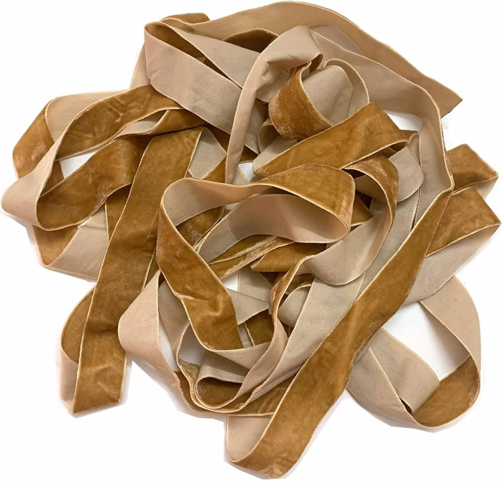 KIKOU Vintage Burgundy Velvet Ribbon, 1 Inch X 25Yd,Khaki | Amazon (US)
