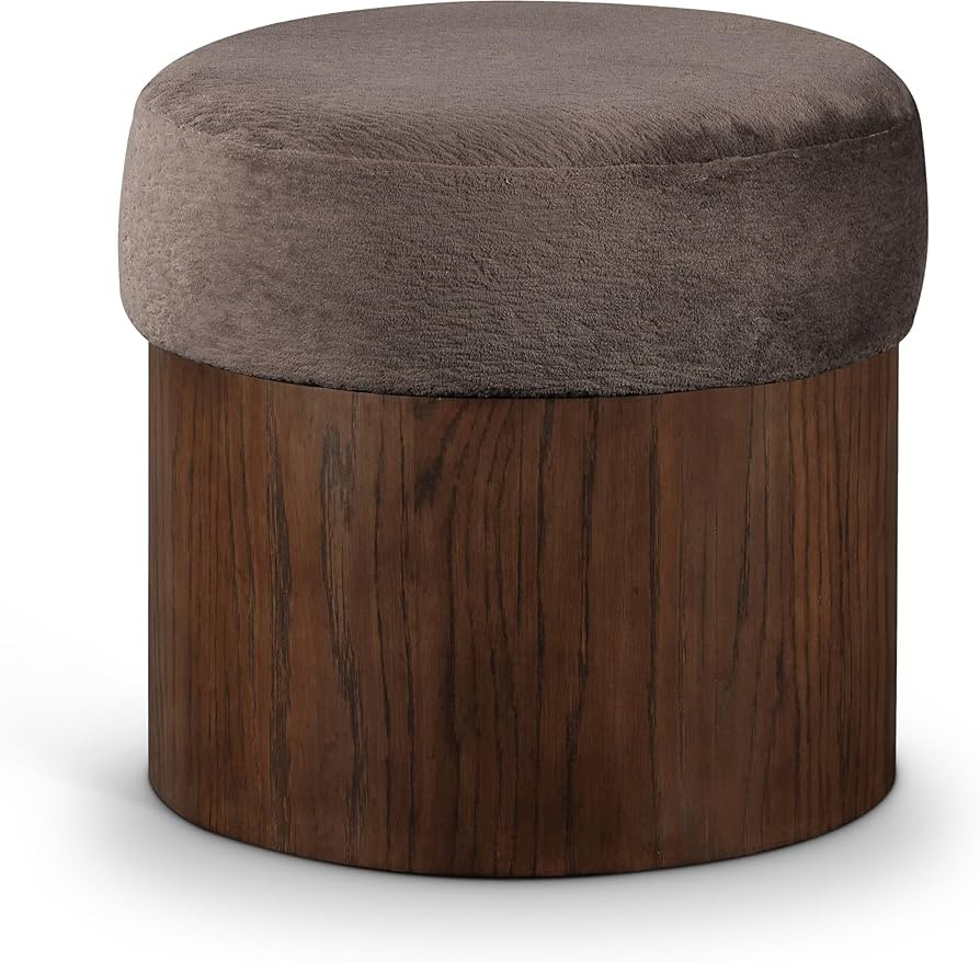 Meridian Furniture 22079Brown Nimes Collection Art Deco Ottoman/Stool with Soft Brown Velour Fur ... | Amazon (US)