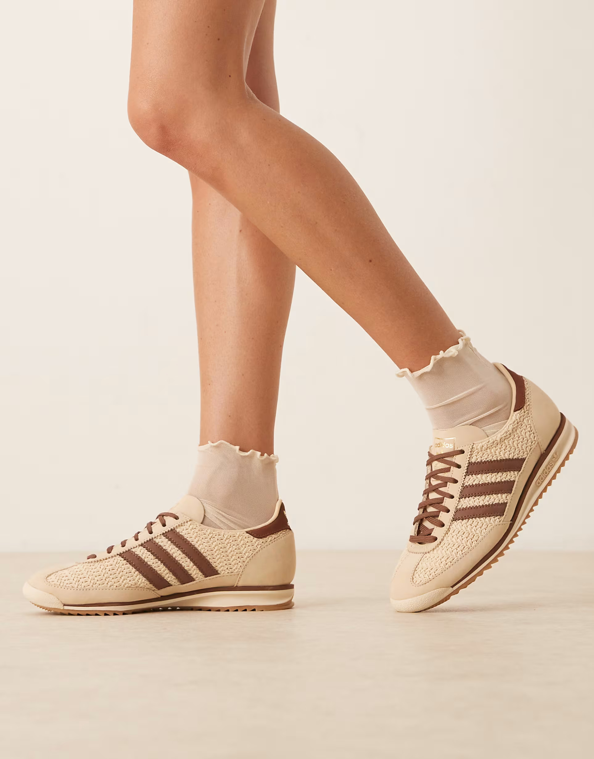 adidas Originals SL 72 OG trainers in cream and brown woven | ASOS (Global)