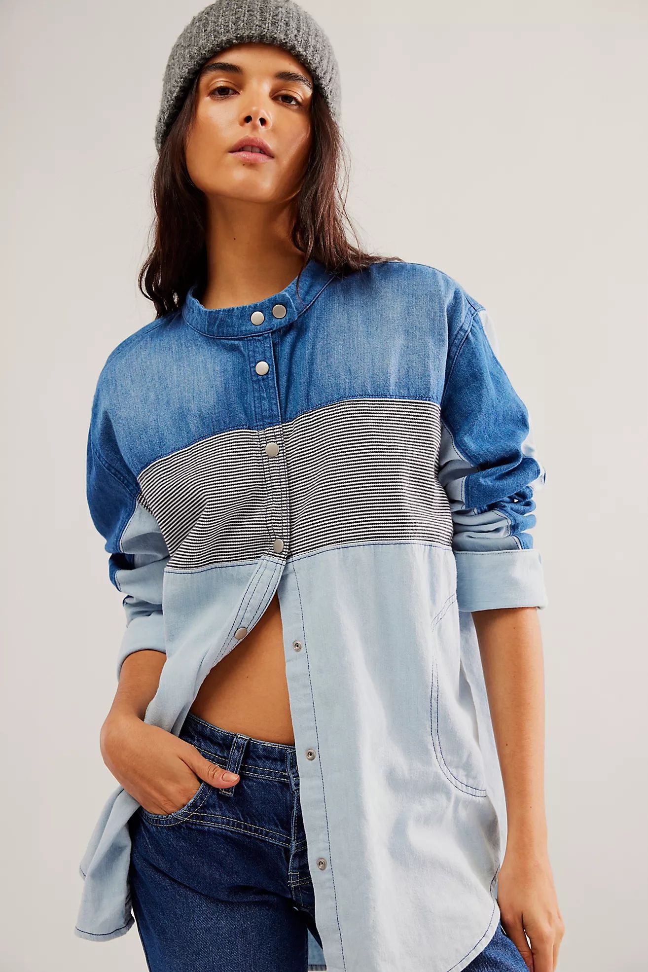 We The Free Moto Colorblock Shirt | Free People (Global - UK&FR Excluded)