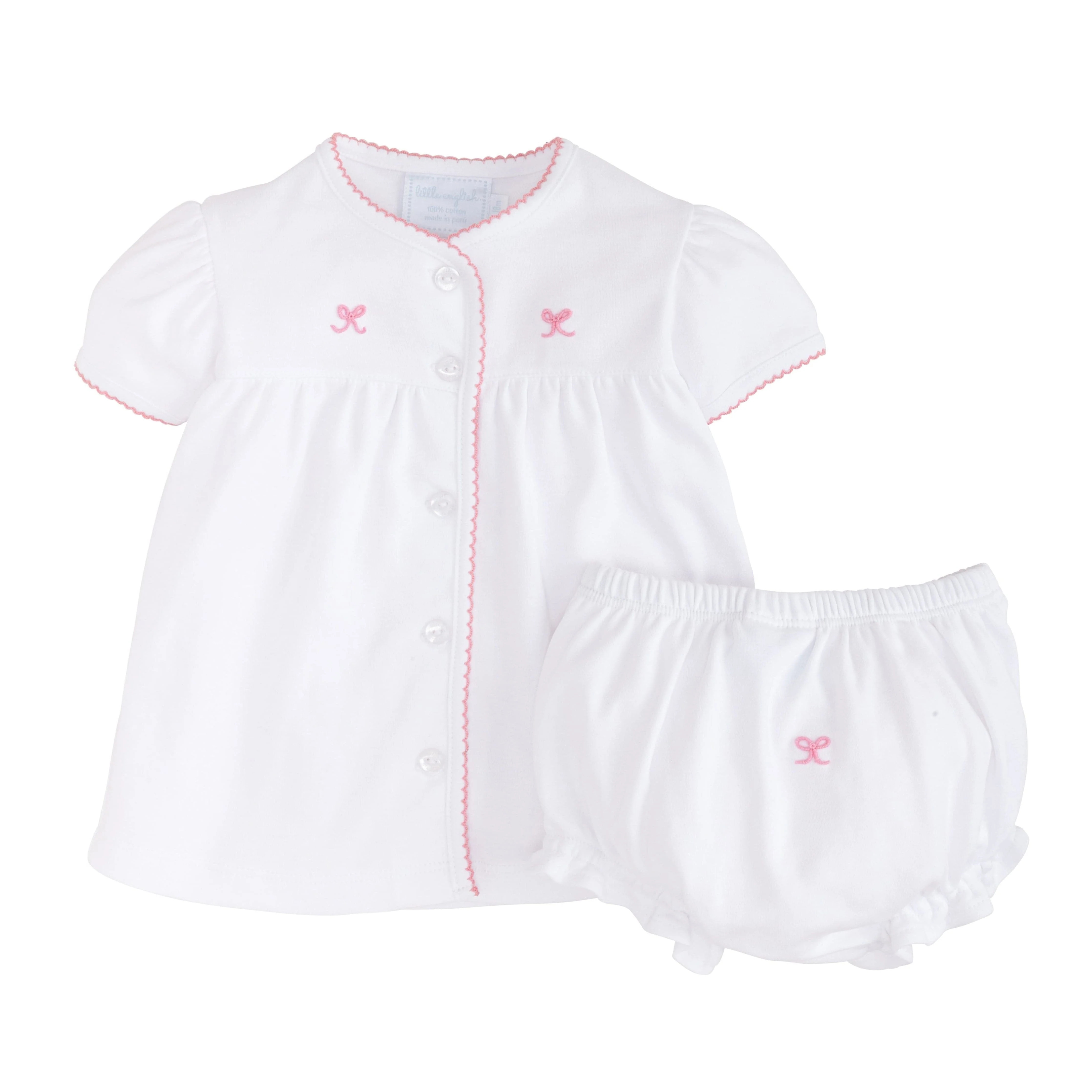 Baby Girl Layette Set - Infant Pink Bow Outfit | Little English