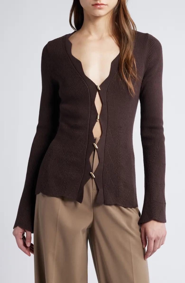 & Other Stories Scallop Merino Wool Blend Cardigan | Nordstrom | Nordstrom