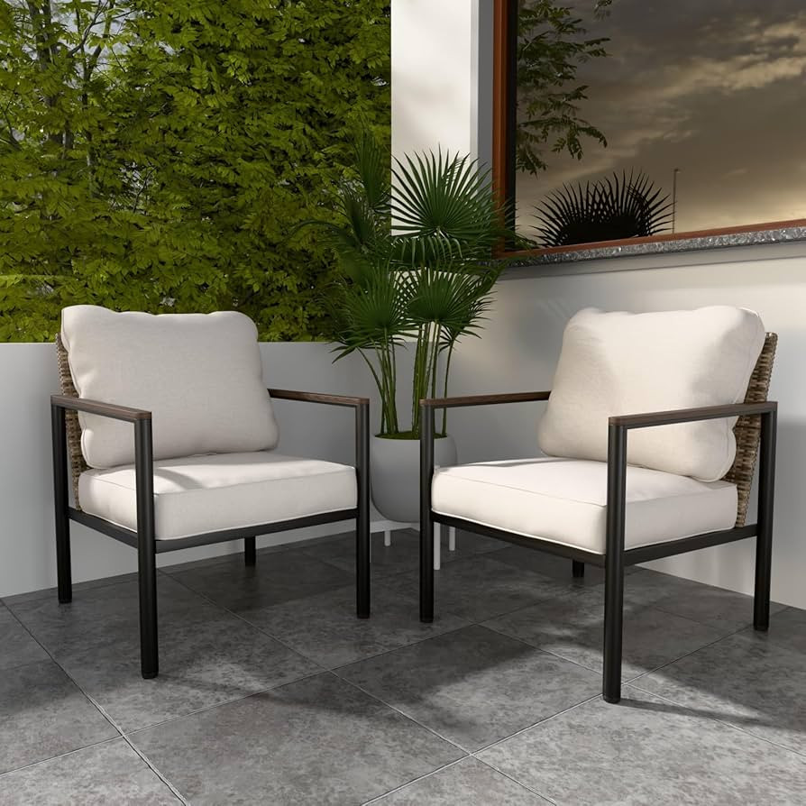 COOS BAY Sand Dune Modern Rattan Accent Chair, Outdoor Patio Dining Armchair, Single Sofa Chair, ... | Amazon (US)