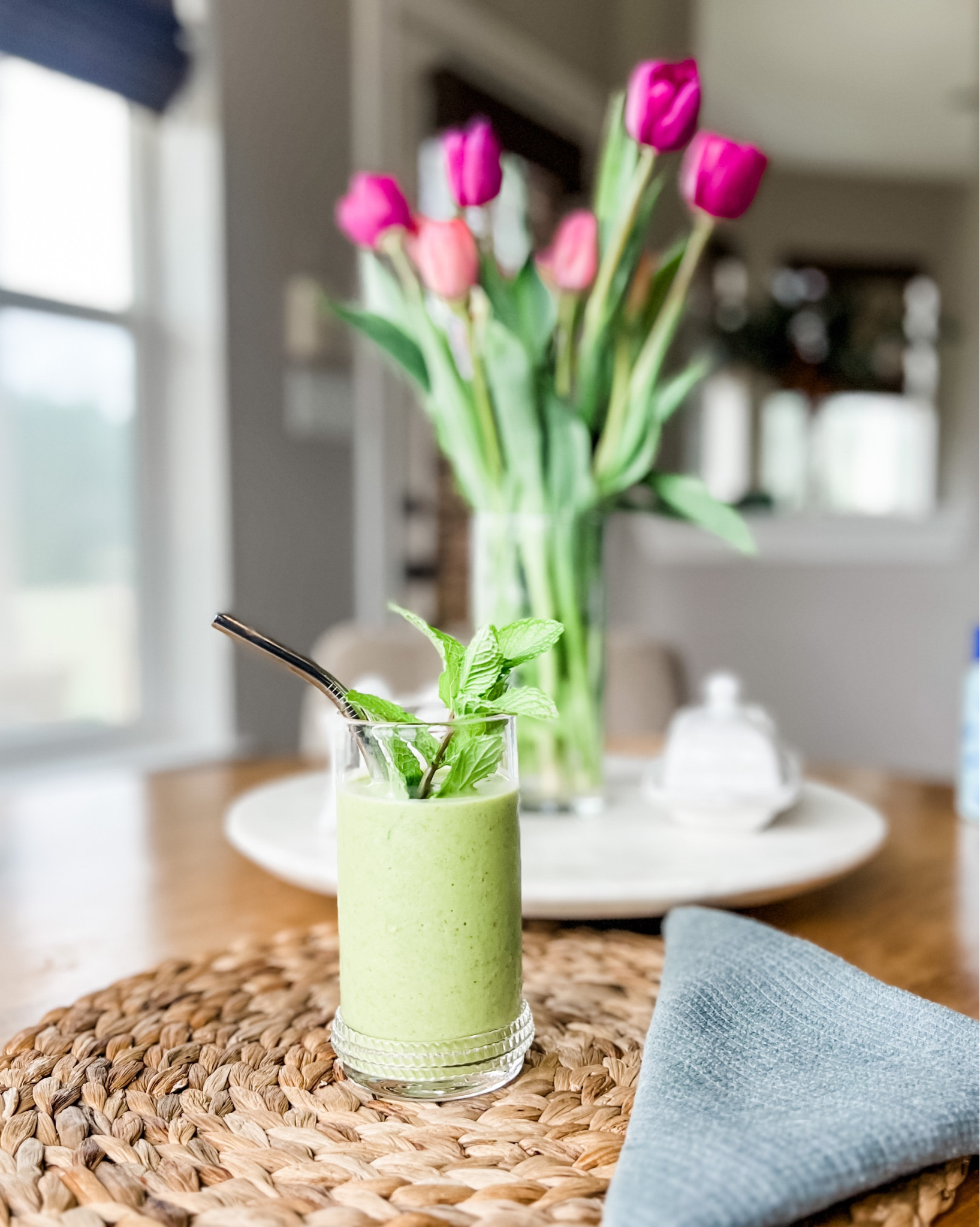 Elevated everyday glassware and table setting. Love the spring vibes of this jute placemat and all things Juliska! Highball glass, metal straw, clear hurricane vase, berry & thread white ceramic butter dish. Great items for wedding registry! 

#LTKwedding #LTKSeasonal #LTKhome