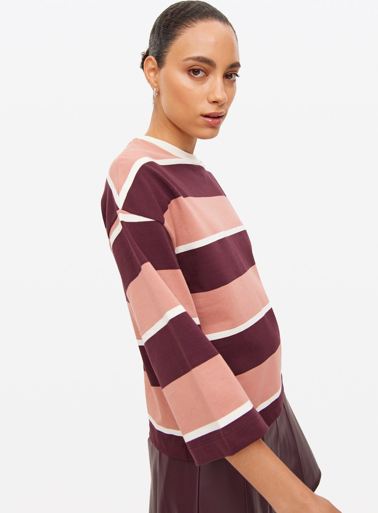 Pink 3/4 Sleeve Striped T-Shirt S | argos.co.uk