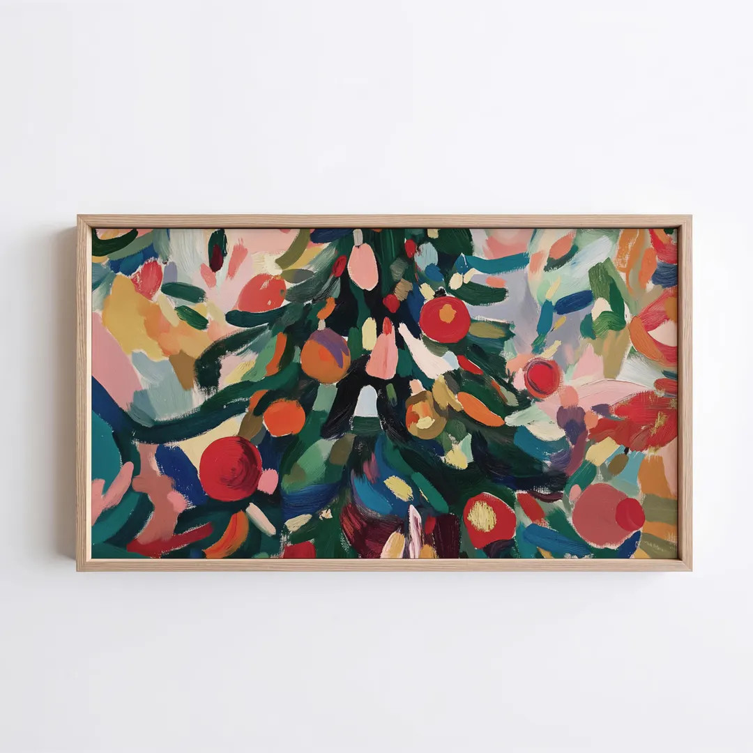 Abstract Christmas Tree Art for Samsung Frame TV | Modern Holiday Painting | Etsy (US)